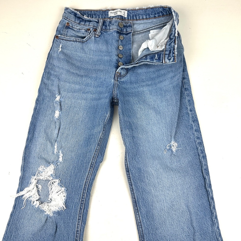 Abercrombie & Fitch Womens The Dad High Rise Blue jeans Denim Sz 27 / 4R
